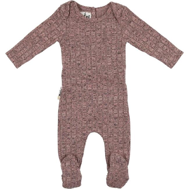 Marled Ribbed Knit Footie, Mauve