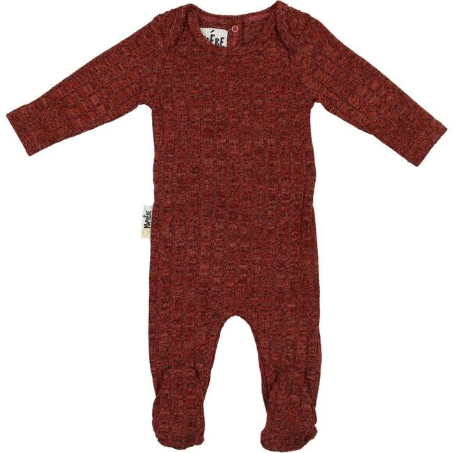 Marled Ribbed Knit Footie, Rust