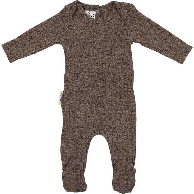 Marled Ribbed Knit Footie, Taupe