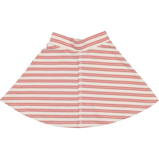 Horizontal Striped A-Line Short Skirt, Rose