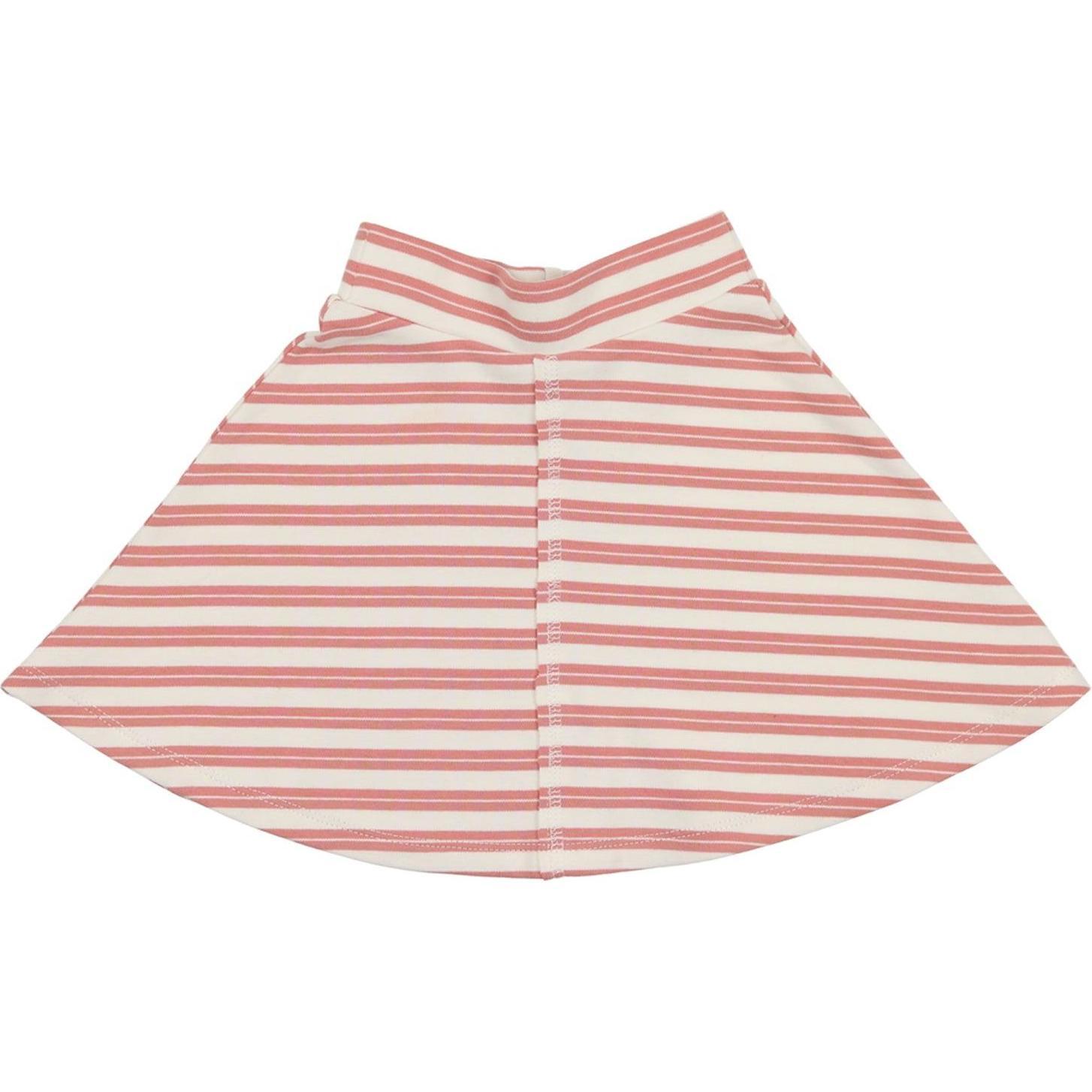 Horizontal Striped A-Line Short Skirt, Rose - Maniere Horizontal Striped A-Line Short Skirt, Rose - Maniere
