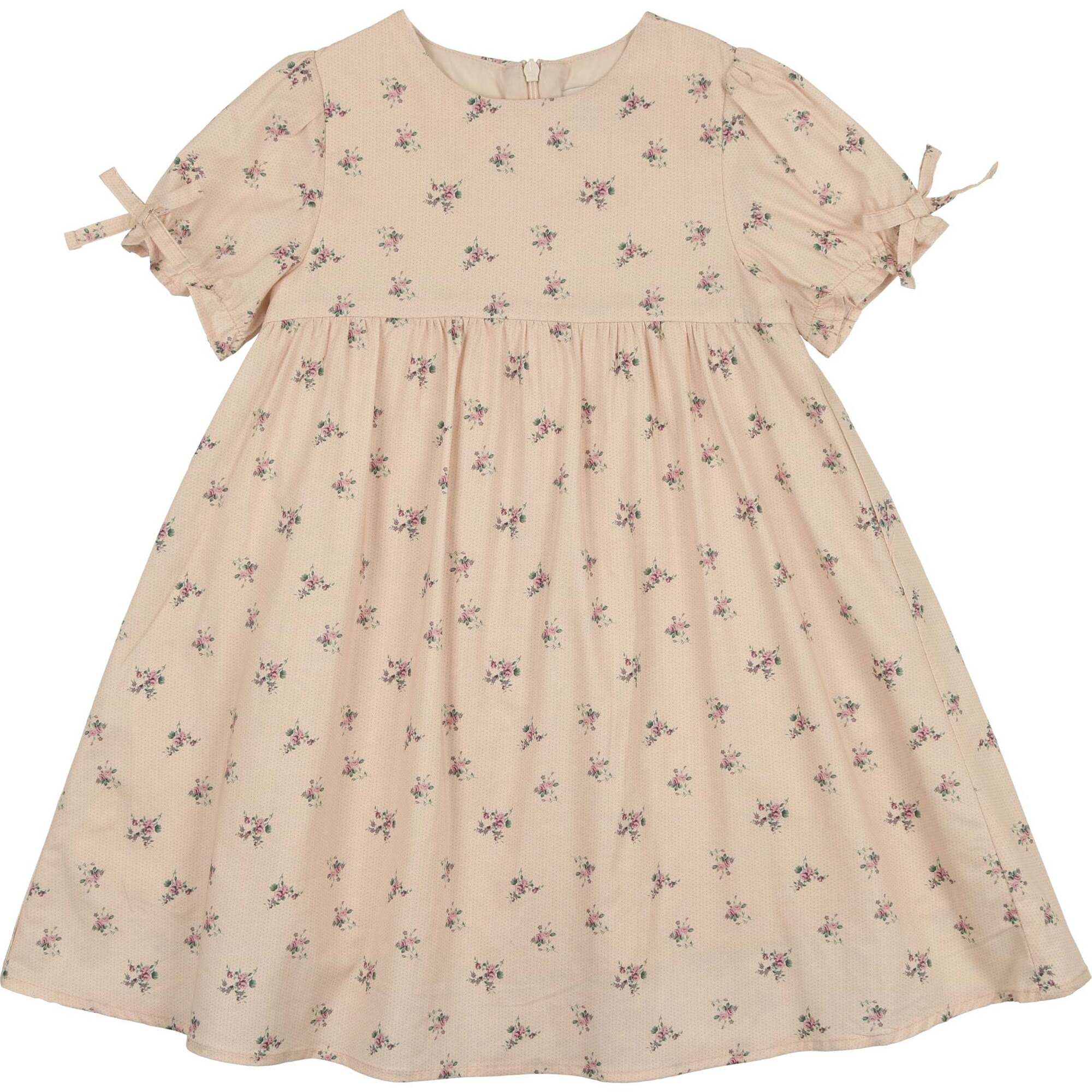 Rose Dot Short Sleeve Dress, Pink Sand - Dresses - 1