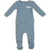 Ribbed Pocket Footie, Blue - Footie Pajamas - 1 - thumbnail