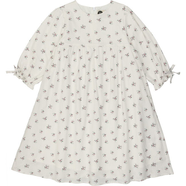 Rose Dot 3-Quarter Sleeve Dress, White