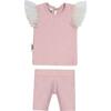 Glitter Mesh 2-Piece Top & Short Set, Mauve - Mixed Apparel Set - 1 - thumbnail