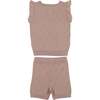 Honeycomb Knit Scallop 2-Piece Top & Short Set, Mauve - Mixed Apparel Set - 1 - thumbnail