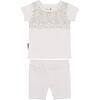 Girls Speckled Smocked Top & Short Set, White - Mixed Apparel Set - 1 - thumbnail