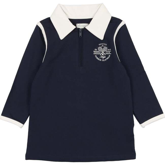Girls Tennis Club 3-Quarter Sleeve Shirt, Navy