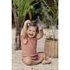 Honeycomb Knit Scallop 2-Piece Top & Short Set, Mauve - Mixed Apparel Set - 2