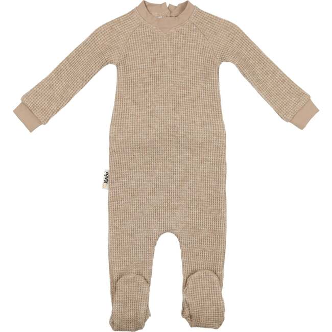 Girls Shimmer Waffle Footie, Taupe