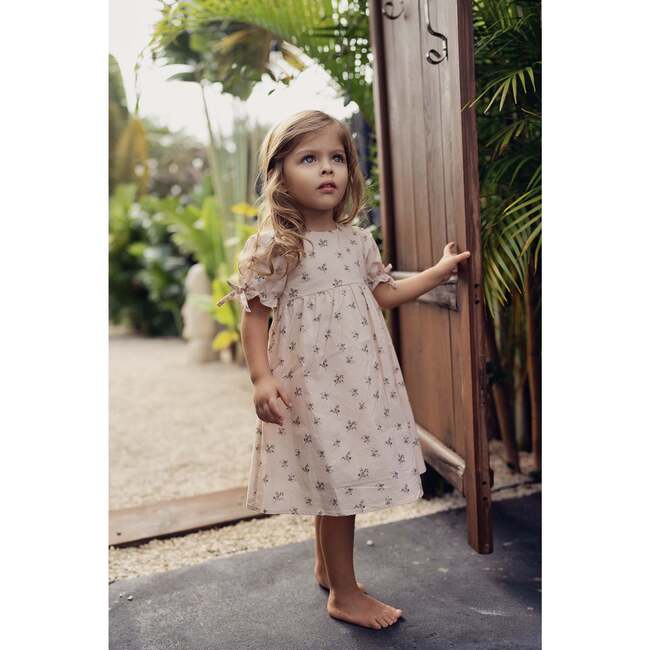 Rose Dot Short Sleeve Dress, Pink Sand - Dresses - 4