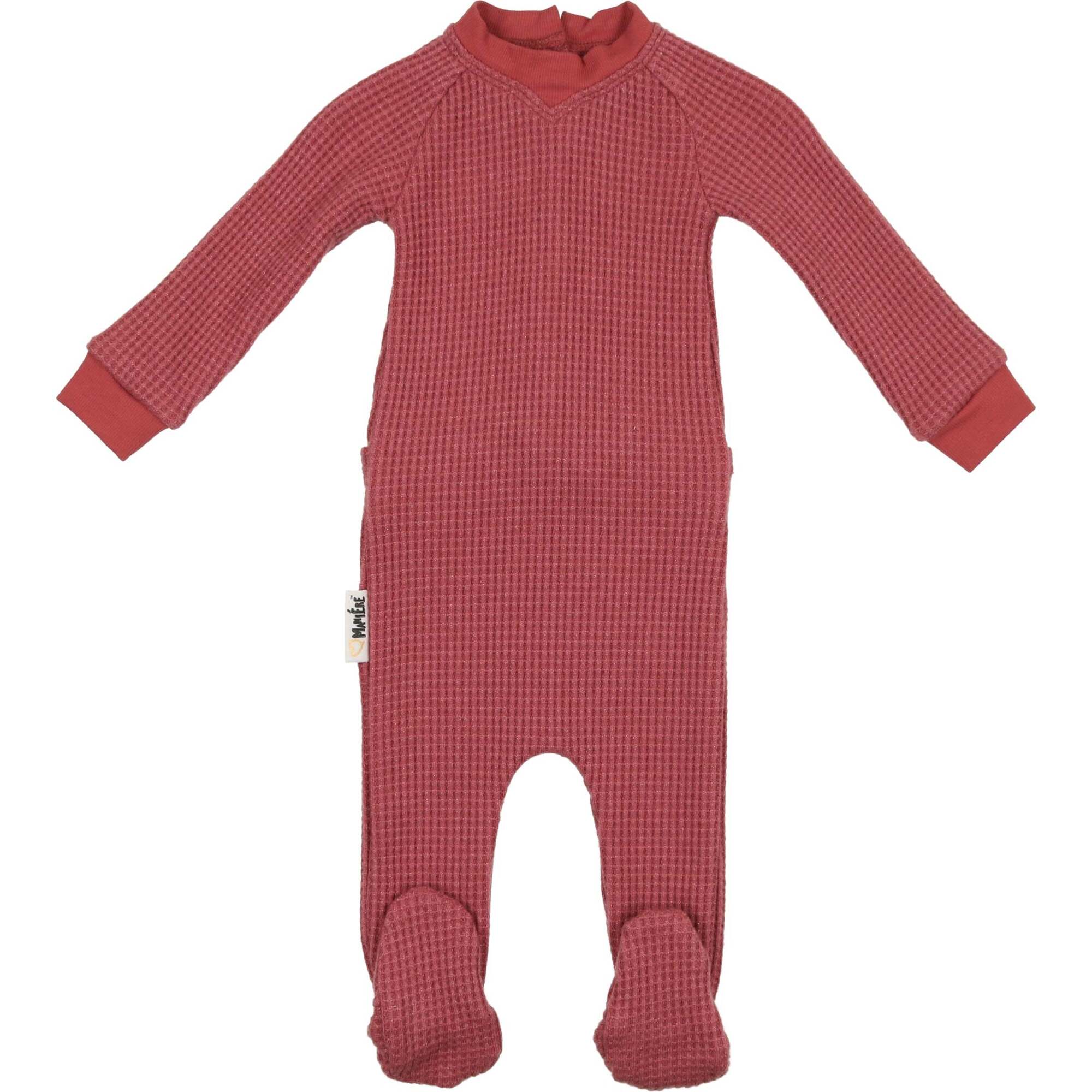 Girls Shimmer Waffle Footie, Rose - Footie Pajamas - 1