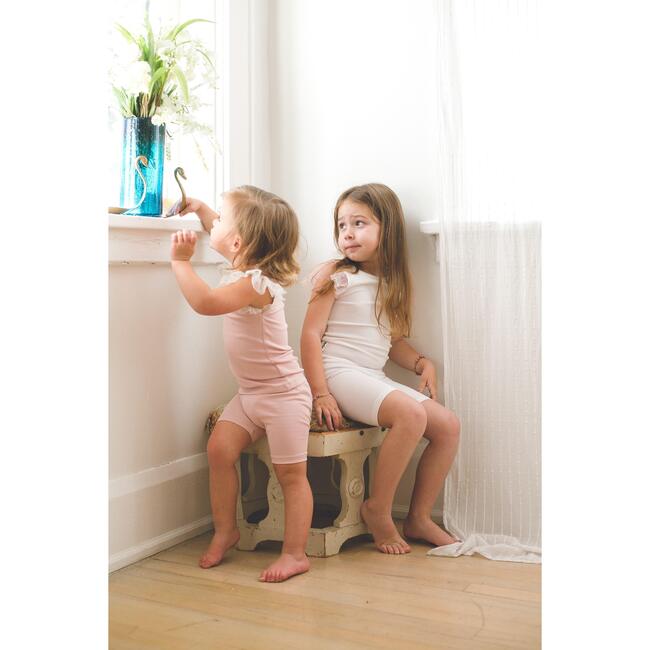 Glitter Mesh 2-Piece Top & Short Set, Mauve - Mixed Apparel Set - 2