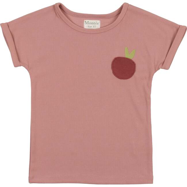 Girls Ribbed Berry Short Sleeve Shirt, Mauve
