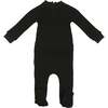 Girls Shimmer Waffle Footie, Black - Footie Pajamas - 1 - thumbnail