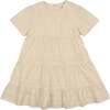 Pleats-N-Tiers Short Sleeve Dress, Cream - Dresses - 1 - thumbnail