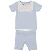 Poplin Bib Top & Short Set, Powder Blue - Mixed Apparel Set - 1 - thumbnail