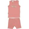 Fruity Friends Print 2-Piece Tank & Short Set, Coral - Mixed Apparel Set - 1 - thumbnail