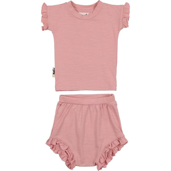 Frilled Sleeve Top & Short Set, Rose