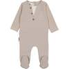 Island Print Henley Footie, Sand - Footie Pajamas - 1 - thumbnail