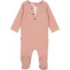 Island Print Henley Footie, Salmon - Footie Pajamas - 1 - thumbnail