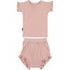 Frilled Sleeve Top & Short Set, Blush - Mixed Apparel Set - 1 - thumbnail