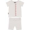 Floral Scalloped Front Top & Short Set, White - Mixed Apparel Set - 1 - thumbnail