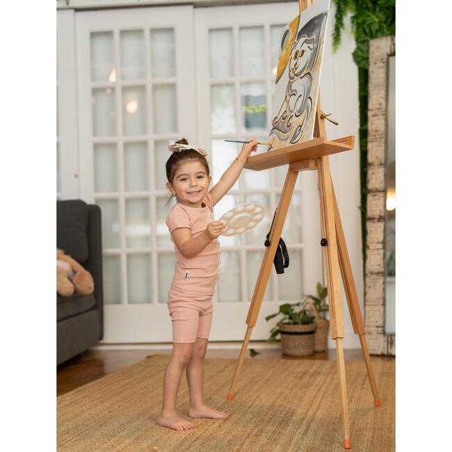 Floral Scalloped Front Top & Short Set, Salmon - Mixed Apparel Set - 2