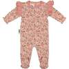 Floral Print Shoulder Ruffle Footie, Mauve - Footie Pajamas - 1 - thumbnail