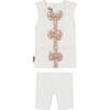 Floral Bow 2-Piece Sleeveless Top & Short Set, White - Mixed Apparel Set - 1 - thumbnail