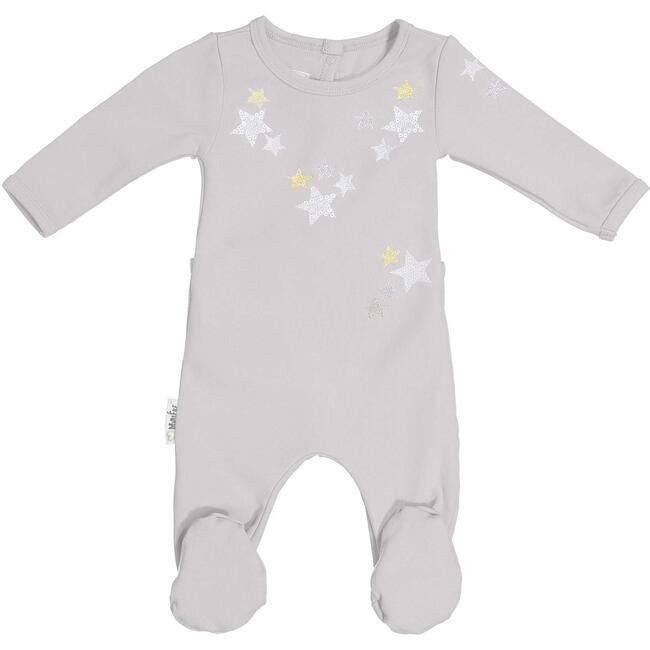 Embroidered Star Footie, White