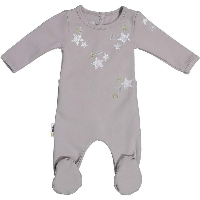 Embroidered Star Footie, Grey