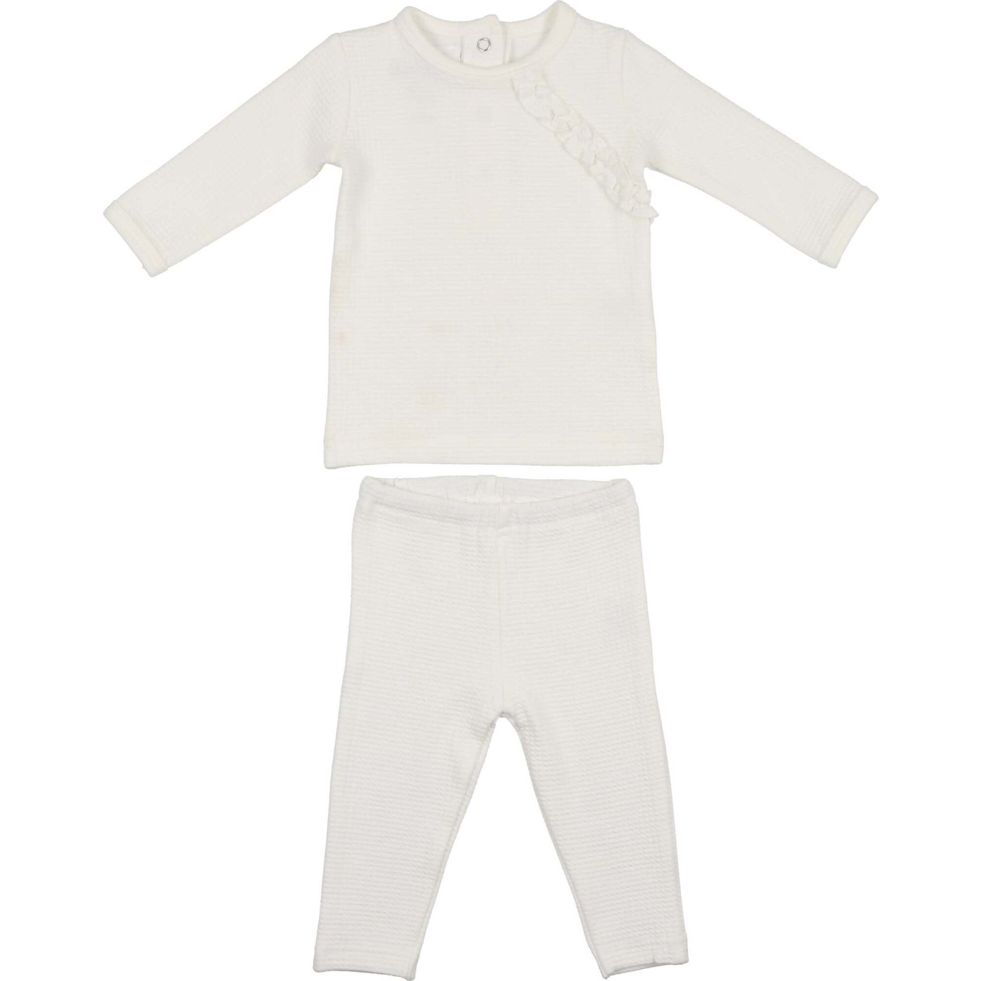 Girls Quilted Waffle 2-Piece Loungewear Set, Ivory - Mixed Apparel Set - 1