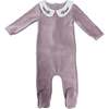 Embroidered Collar Footie, Lavender - Footie Pajamas - 1 - thumbnail