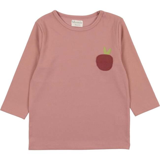 Girls Ribbed Berry 3-Quarter Sleeve Shirt, Mauve