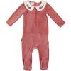 Embroidered Collar Footie, Rose - Footie Pajamas - 1 - thumbnail