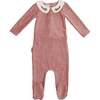 Embroidered Collar Footie, Mauve - Footie Pajamas - 1 - thumbnail