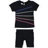 Colored Overlock 2-Piece Top & Short Set, Black - Mixed Apparel Set - 1 - thumbnail