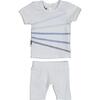 Colored Overlock 2-Piece Top & Short Set, White - Mixed Apparel Set - 1 - thumbnail