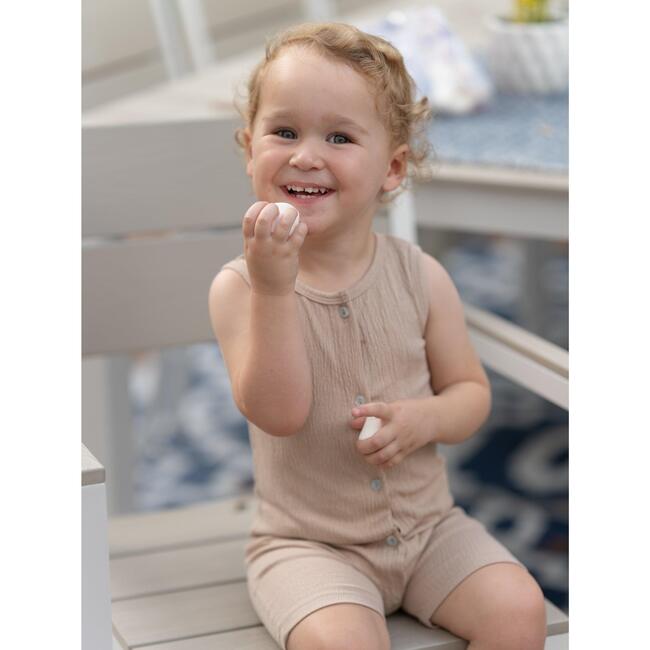 Cotton Gauze Romper, Powder Blue - Onesies - 2