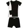 Color-Block Pocket Tee & Short Set, Black & White - Mixed Apparel Set - 1 - thumbnail