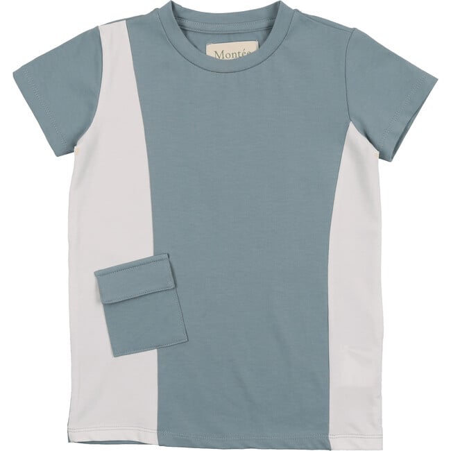 Colorblock Pocket Short Sleeves Tee, White & Coral - Shirts - 2