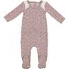 Floral Stripe Footie, Mauve - Footie Pajamas - 1 - thumbnail