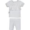 Chest Ruffle 2-Piece Top & Short Set, White - Mixed Apparel Set - 1 - thumbnail