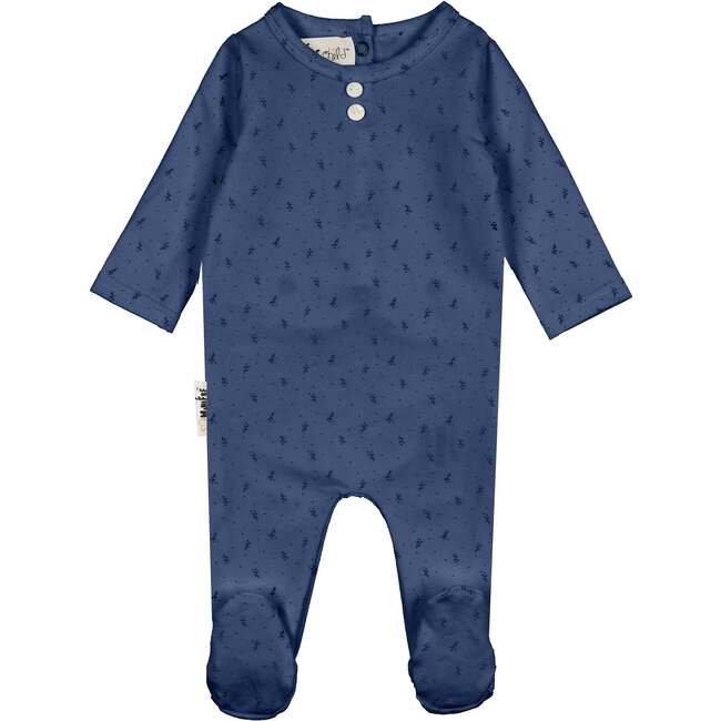 Buttons & Polka Dots Footie, Ocean Blue