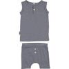 Button Tank & Short Set, Pewter - Mixed Apparel Set - 1 - thumbnail