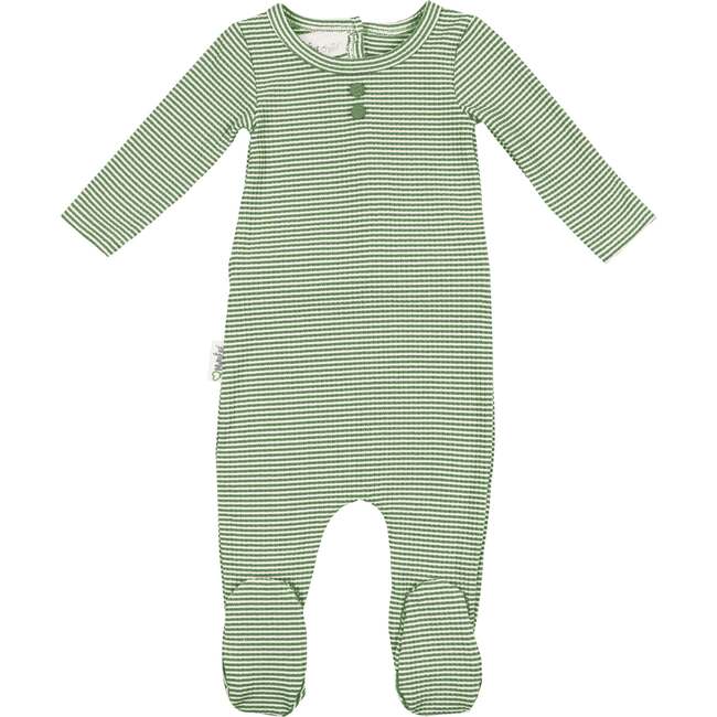 Button Striped Footie, Olive