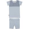 Boys Speckled Smocked Top & Short Set, Sky Blue - Mixed Apparel Set - 1 - thumbnail