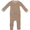 Boys Soft Waffle Footie, Taupe - Footie Pajamas - 1 - thumbnail