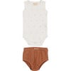 Boys Sleeveless Onesie & Bloomers Set, Camel - Mixed Apparel Set - 1 - thumbnail